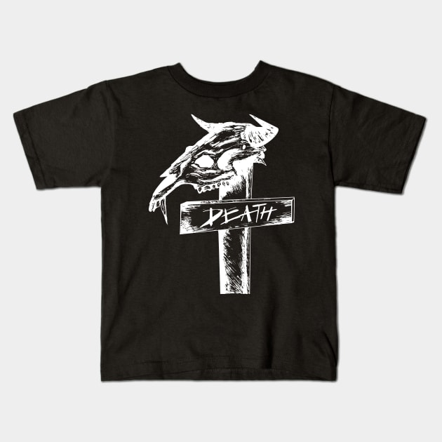 The Mark of The End (White on Black) Kids T-Shirt by Latar Putih